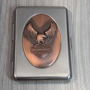 Men's Biker VTG Motorcycle Eagle Business Card Holder Silver Copper